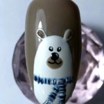 Маникюр БЕЛЫЙ МЕДВЕДЬ В ШАРФЕ